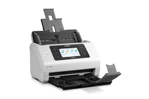 Escáner Epson DS-800WN en vista derecha con bandeja abierta