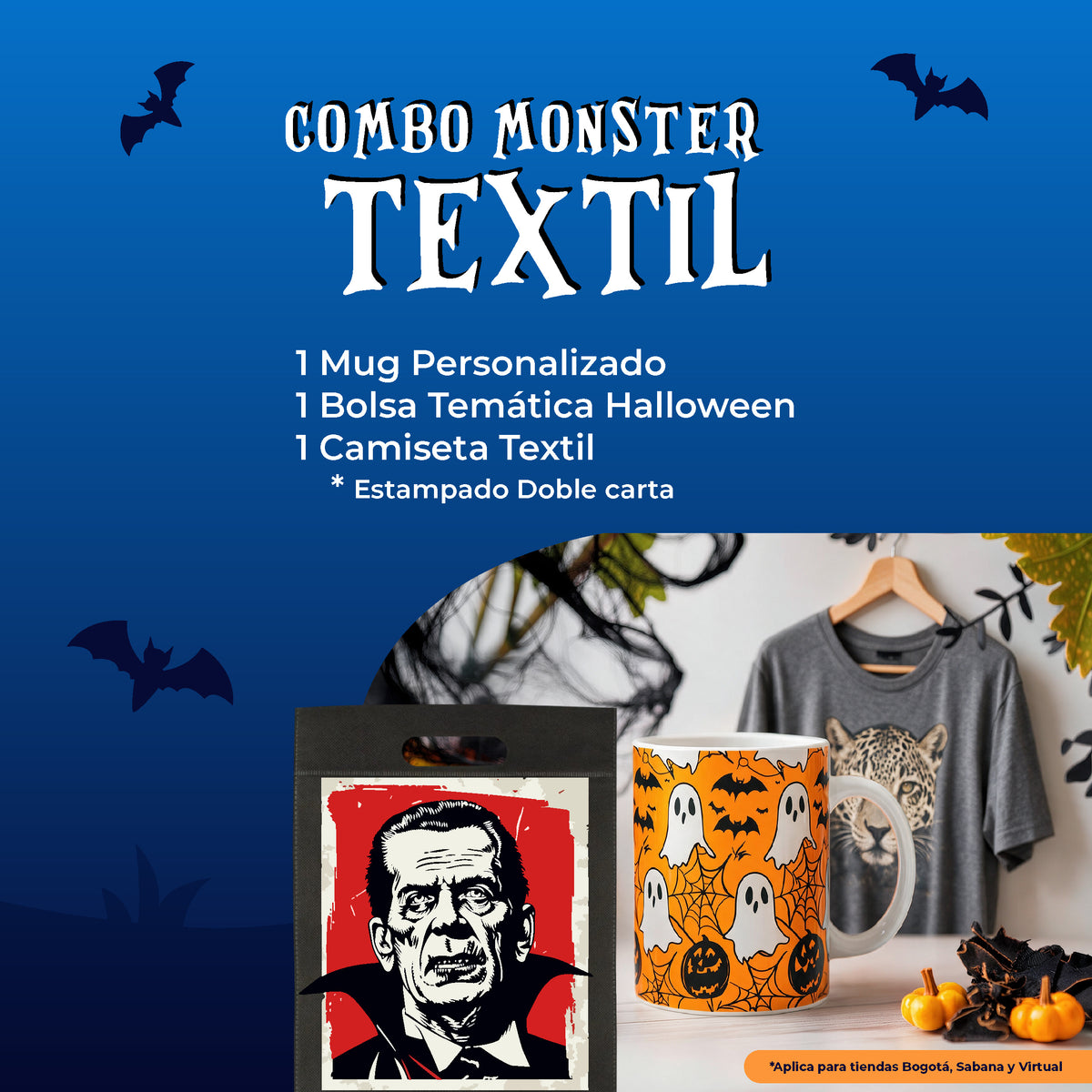Combo Monster Textil Halloween | Mug, camiseta y bolsa personalizados
