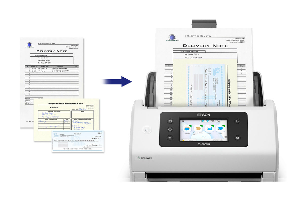 Escaneo de documento en Epson DS-800WN sin hoja portadora