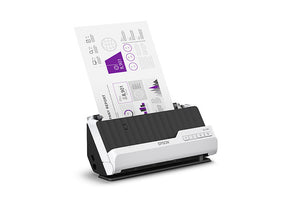 Escáner compacto Epson DS-C330 en vista derecha con documento en alimentación