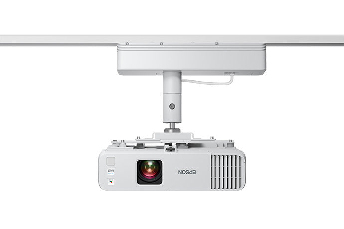 Proyector Epson PowerLite L210W en montaje de riel visto de frente
