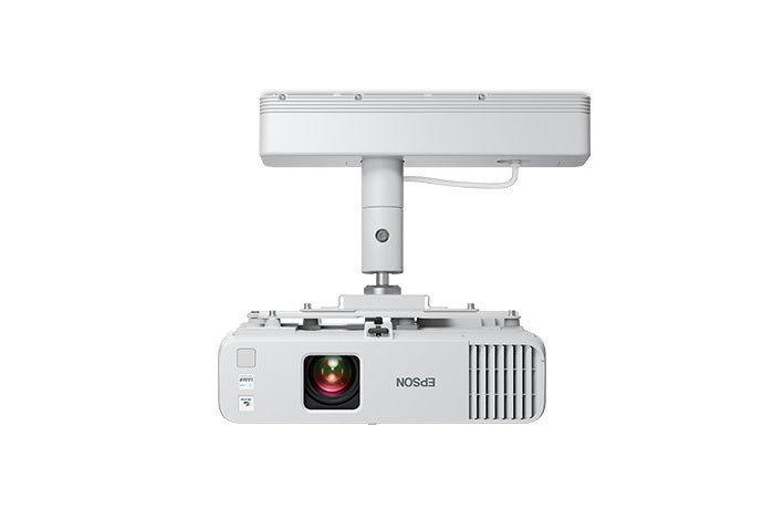 Vista frontal del Epson PowerLite L210W con cubierta de soporte de montaje