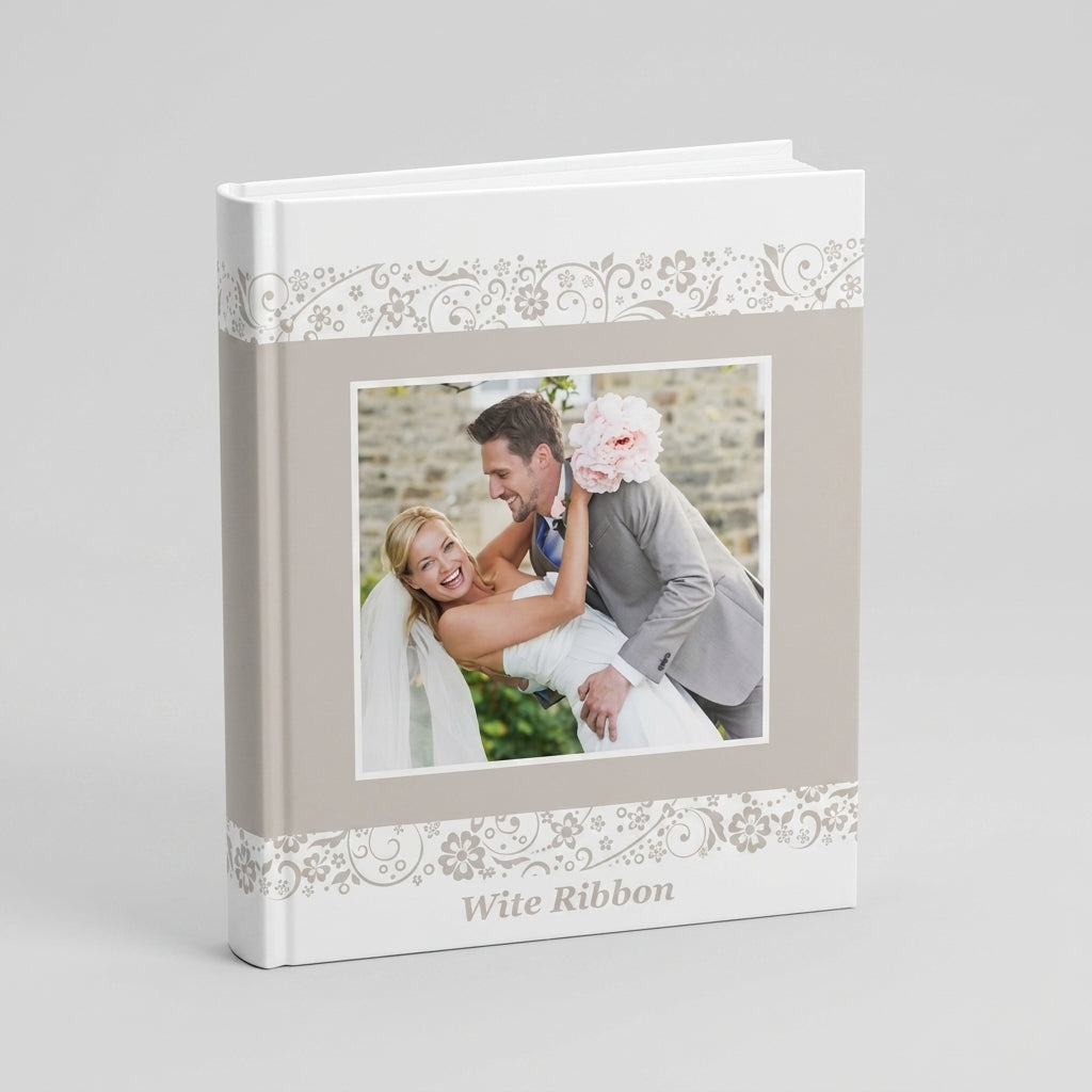 Portada del fotolibro Cinta Blanca personalizado para boda | AUROS