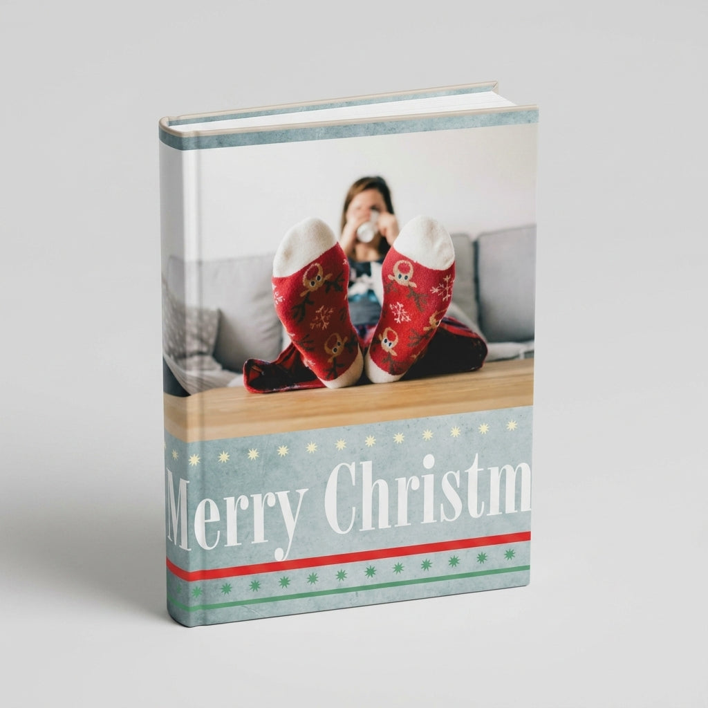 Portada del fotolibro Navidad Azul Clásica personalizado para Navidad | AUROS
