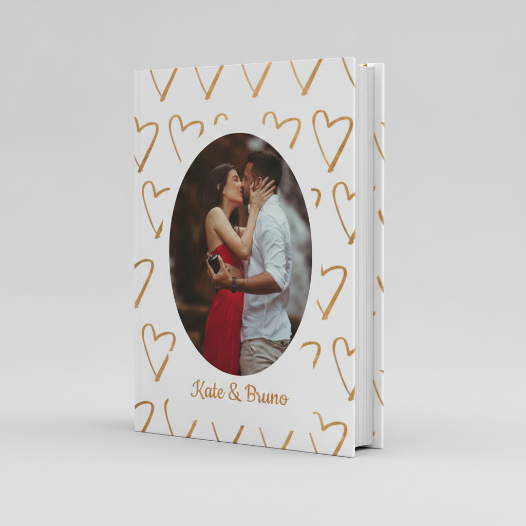Portada del fotolibro Corazones de Amor personalizado para aniversario | AUROS