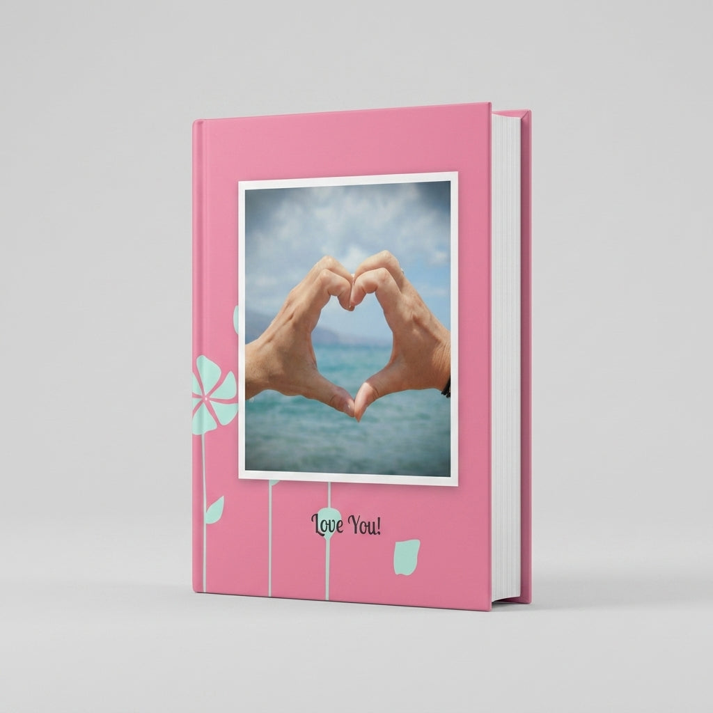 Portada del fotolibro Flores Rosas personalizado para pareja | AUROS