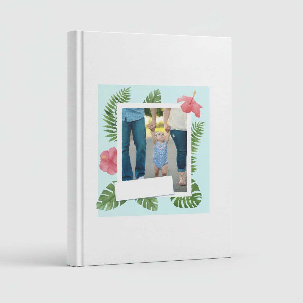 Portada del fotolibro Vacaciones Tropicales personalizado para playa | AUROS