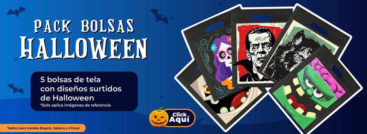 Pack de 5 bolsas de tela AUROS con diseños surtidos de Halloween