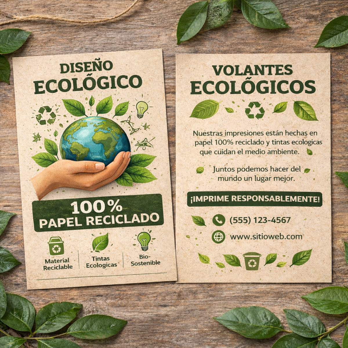 Volantes por dos caras en Papel Natural